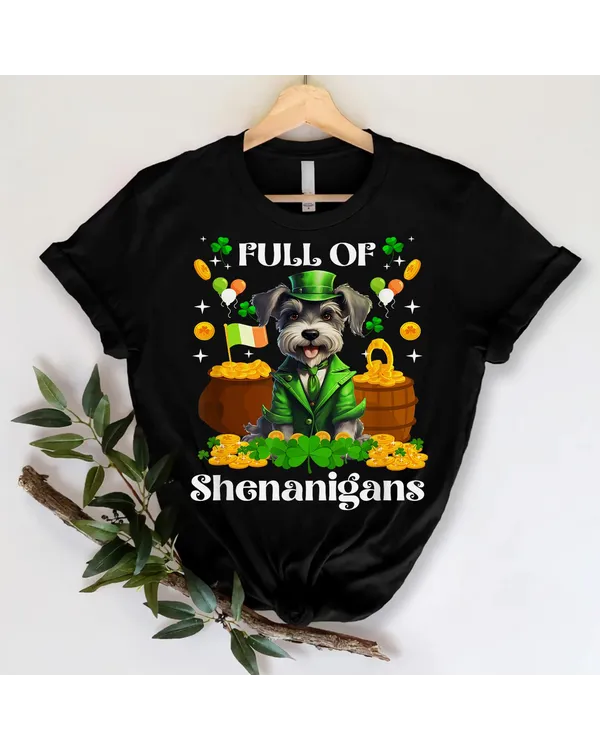 Full Of Shenanigans Schnauzer St Patrick's Day Dog Shirt
