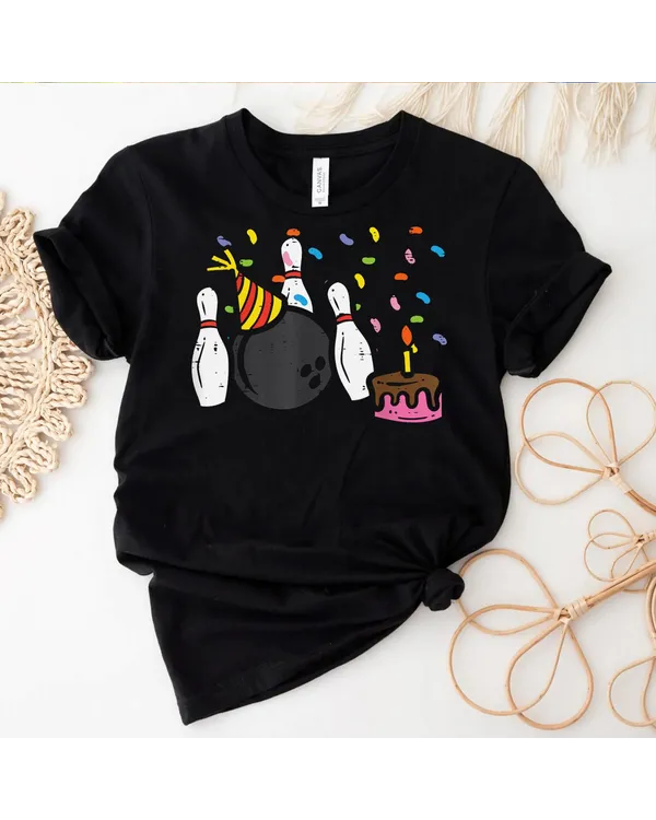 Bowling Birthday Bday Party Bowler Men Women Kids Boys Girls Shirt