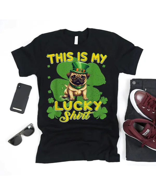 Cute Pug Dog - Saint Patricks Day Celebration Shirt