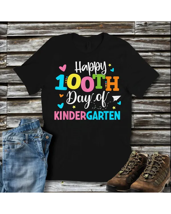 Happy 100th Day Of Kindergarten For Teachers Students Shirt
