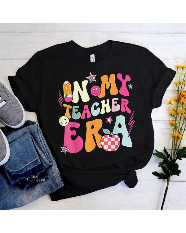 In My Teacher Era Happy 100 Days Of School Groovy Teacher Shirt