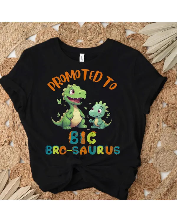 Kids Promoted To Big-bro-saurus Big Brother Fun Dinosaur Letters Shirt
