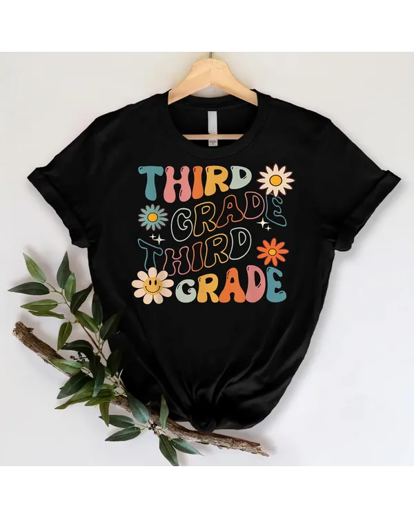 Third Grade Groovy Back To School Team Teacher Student Shirt