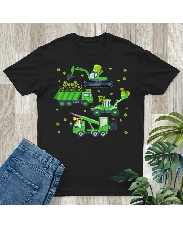 Kids Construction Truck St Patricks Day Boys Toddlers Kids Shirt