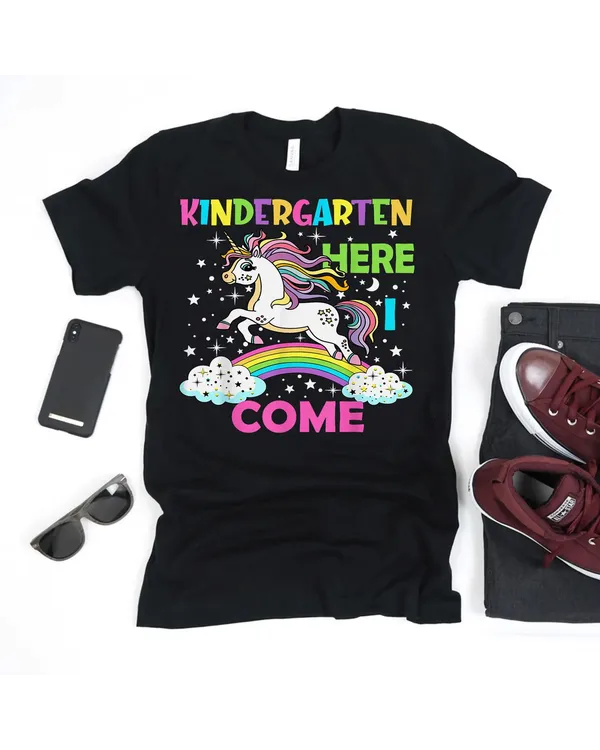 Unicorn Kindergarten Here I Come School Kindergarten Girl Shirt