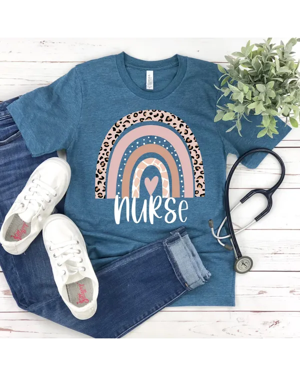 Rainbow Nurse Shirt, Nurse Life, Nurse Gift, Nurse Shirt, Gift For Nurse, Nurse Week, Registered Nurse Shirt, Leopard Print Nurse Shirt