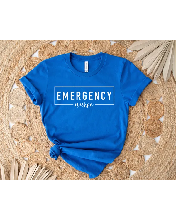 Emergency Nurse T- Shirt, Royal Blue, Black, White, Charcoal