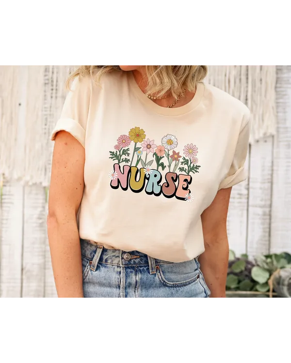 Wildflowers Nurse Shirt, Nurse Shirt For Work RN Nurse Shirt Registered Nurse Shirt Nursing School Tee Cute Nurse Shirt Nurse t-shirt Tshirt