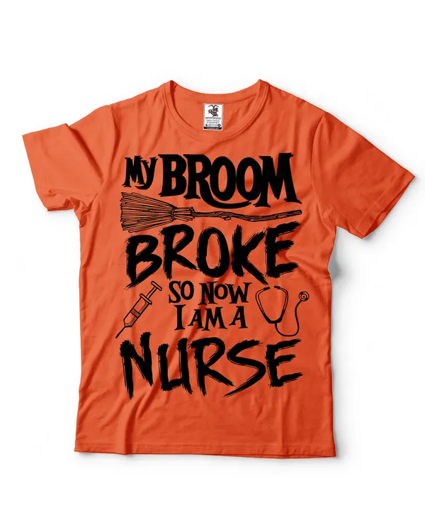 Halloween Nurse T-shirt Nurse Costume Funny Halloween T-shirt Broom Tee Shirt Nursing Tee shirt RN Funny Halloween Medical T-shirt