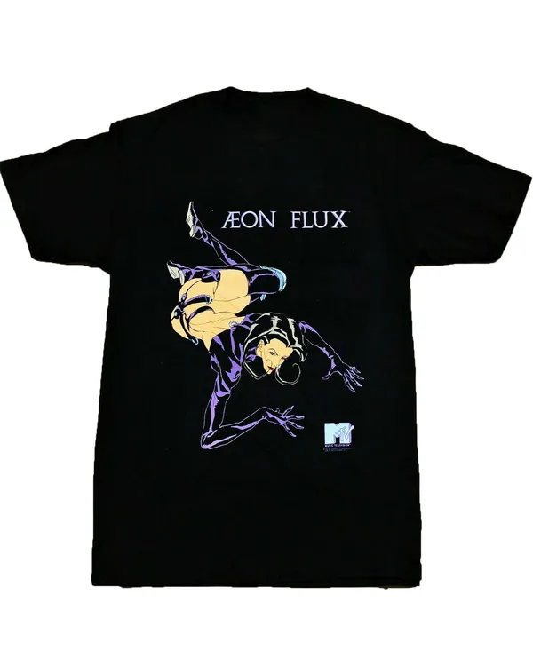 1996 Mtv Aeon Flux Anime Black T-Shirt Cartoon