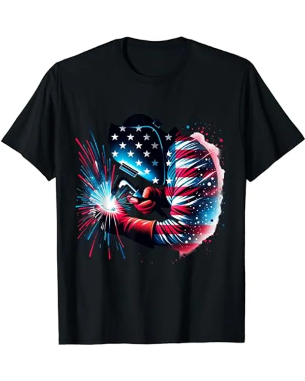 Welder American Flag USA Patriotic Welder Gift Welding T-Shirt