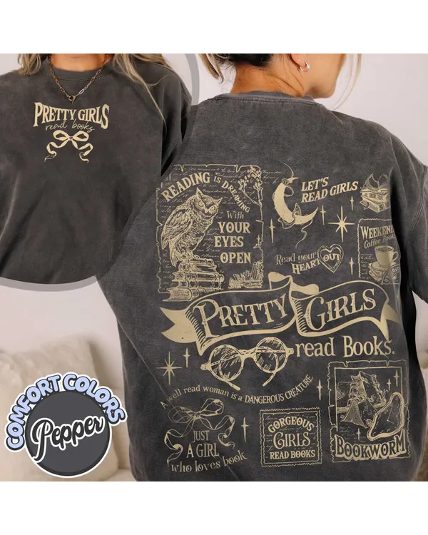 Pretty Girls Read Books Shirt, Book Readers Gift, Bookish Merch, Minimalist Book Sweatshirt, Bookworm Shirt, Romance Reader