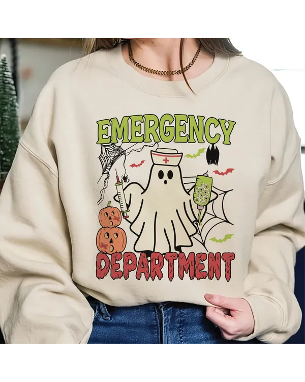 Emergency Department Nurse Sweatshirt, Halloween Sweater, Ed Nurse Shirt, Registered Nurse Shirt, New Nurse Gift, Rn Nurse, Halloween Nurse