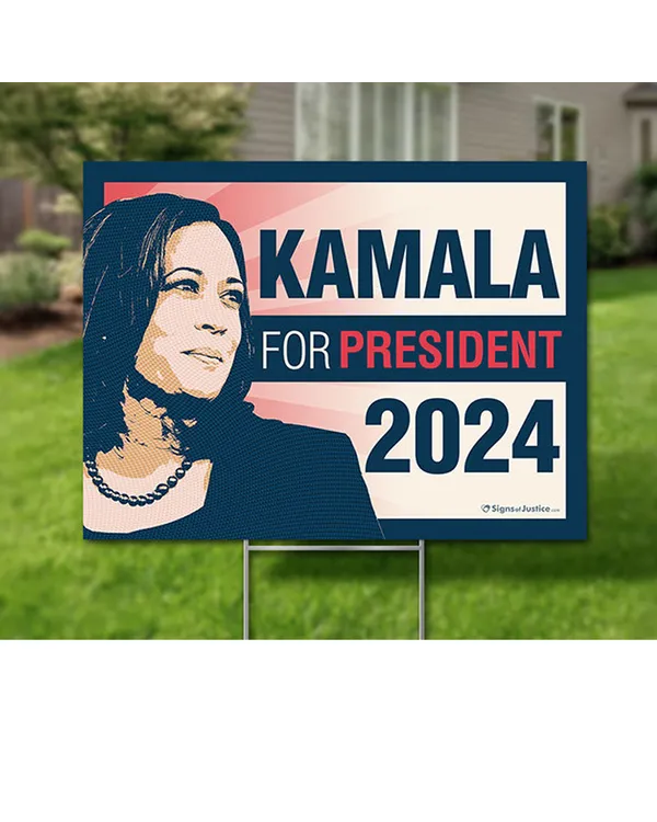 Kamala Harris Yard Sign Made in USA Size Large With Stake YS18