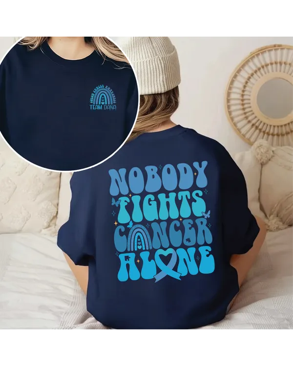 Nobody Fights Cancer Alone Sweatshirt, Cancer Awareness Shirt, Cancer Ribbon Shirt, Colon Cancer Awareness Shirt, Cancer Survivor Shirt