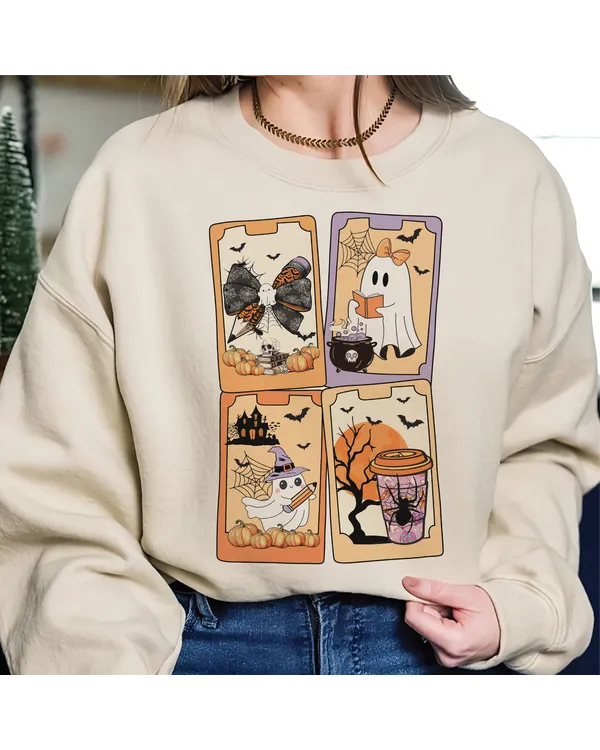 Halloween Cute Ghosts Shirt, Funny Ghost Shirt, Women’s Halloween Outfits, Spooky Vibes, Halloween Gift For Girl, Halloween Ghouls Shirt