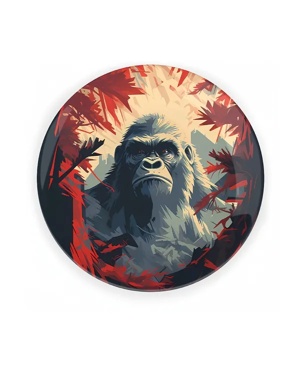 Bigfoot Hide and Seek Round Ceramic Decorative Plates with Stand Bone Hanging Ornaments