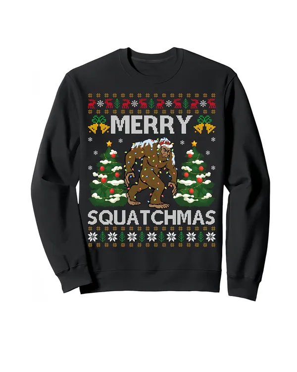 Merry Squatchmas Bigfoot Gift Ugly Santa Bigfoot Christmas Sweatshirt