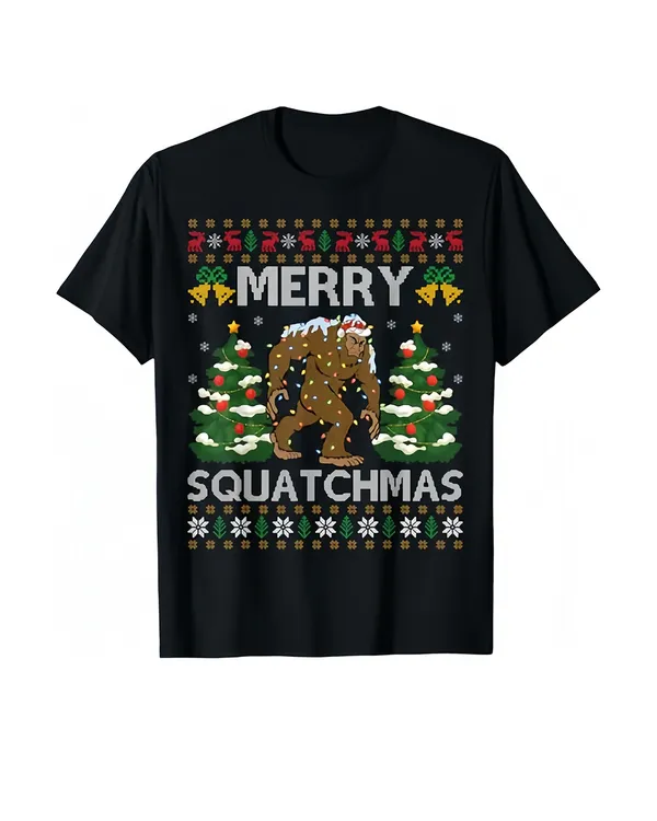 Merry Squatchmas Bigfoot Gift Ugly Santa Bigfoot Christmas T-Shirt