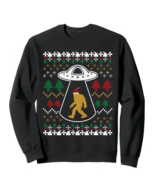 Santa Claus Bigfoot Ufo Sasquatch Ugly Christmas Sweater Sweatshirt