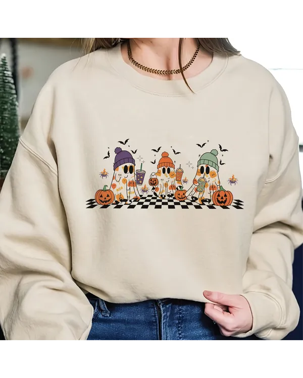 Halloween Cute Ghosts Shirt, Funny Ghost Shirt, Women’s Halloween Outfits, Spooky Vibes, Halloween Gift For Girl, Halloween Ghouls Shirt