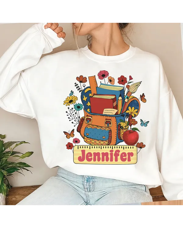 Custom Teacher Shirt, Teacher Team Shirts, Personalized School, Teacher Gift, Customized Name Teacher Shirt, Teacher Wildflower Shirt