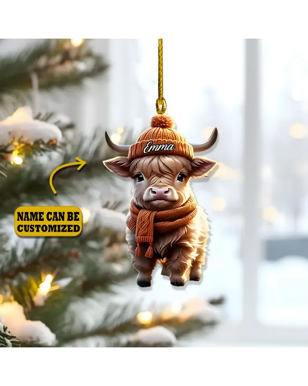 Cow Autumn Arcylic Ornament Customized - Gift For Farm , Ornament Decor