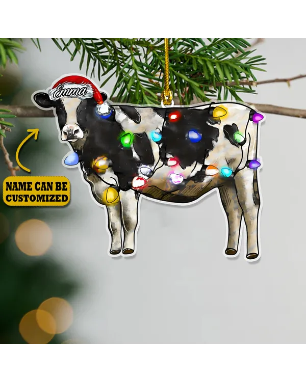 Cow Christmas Arcylic Ornament Customized - Gift For Farm , Ornament Decor