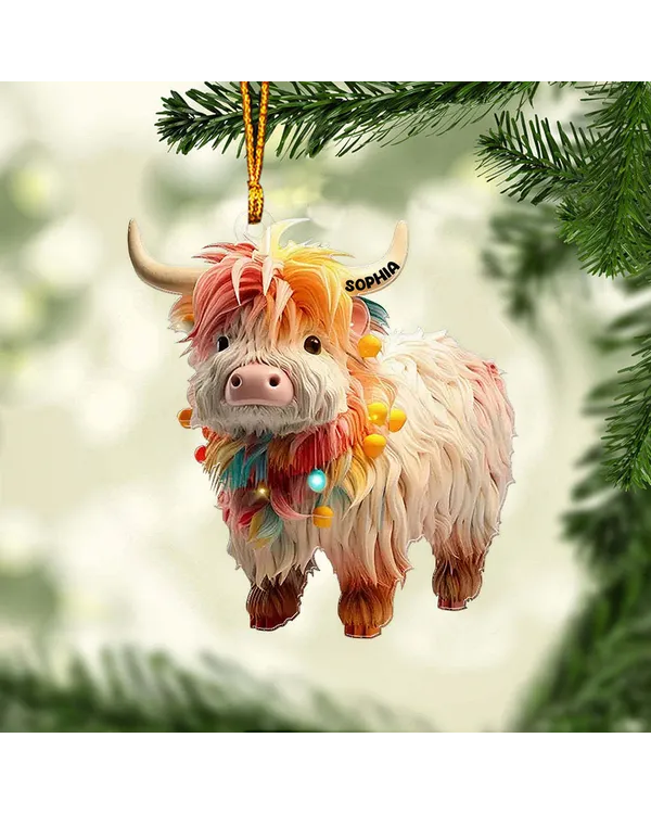 Cow Christmas Arcylic Ornament - Gift For Farm , Ornament Decor 2