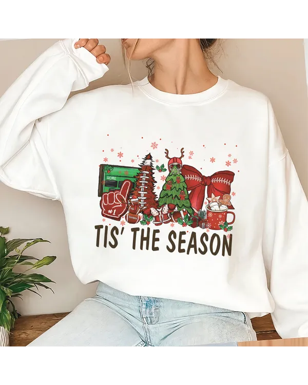 Tis the Season Christmas Crewneck Sweatshirt, Christmas Sweatshirt, Merry Christmas Sweater, Cute Christmas Sweater, Women Christmas Shirt