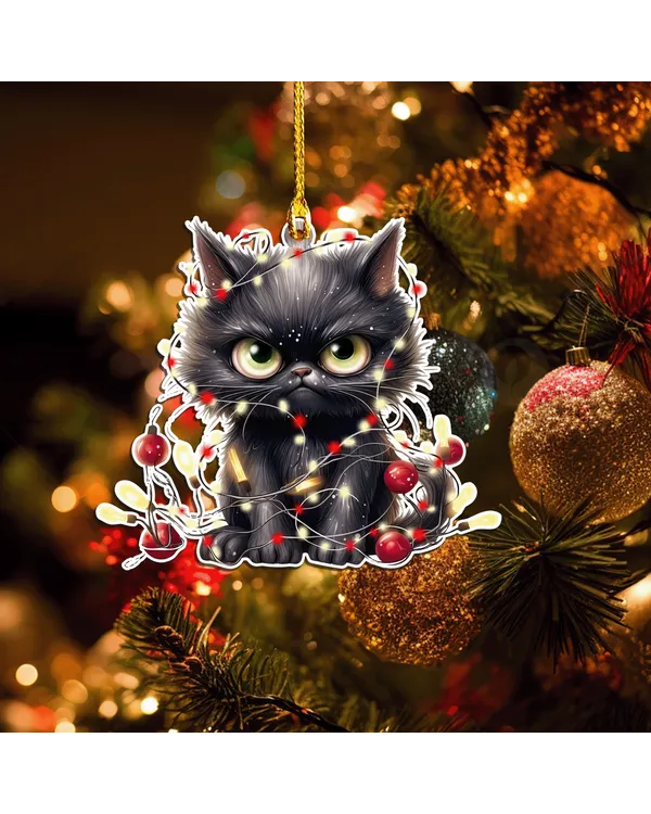 Cat Christmas Colorful Arcylic Ornament - Gift For Farm , Ornament Decor 1