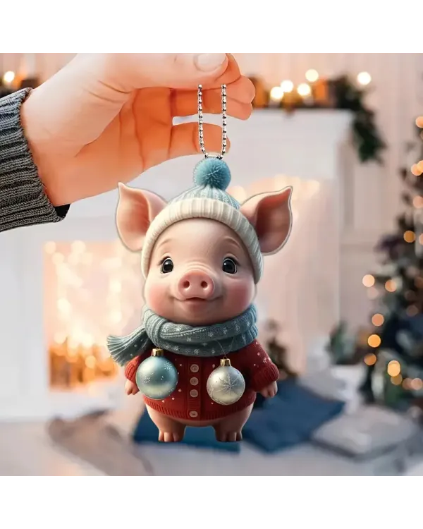 Baby Pig Christmas  Arcylic Ornament - Gift For Farm , Ornament Decor 3