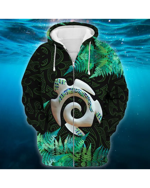 Koru Horu Turtle Silver Fern Paua Shell Maori TUR2102404