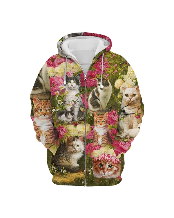 Cats In Peony Garden 1 - All over print - CZH1022402