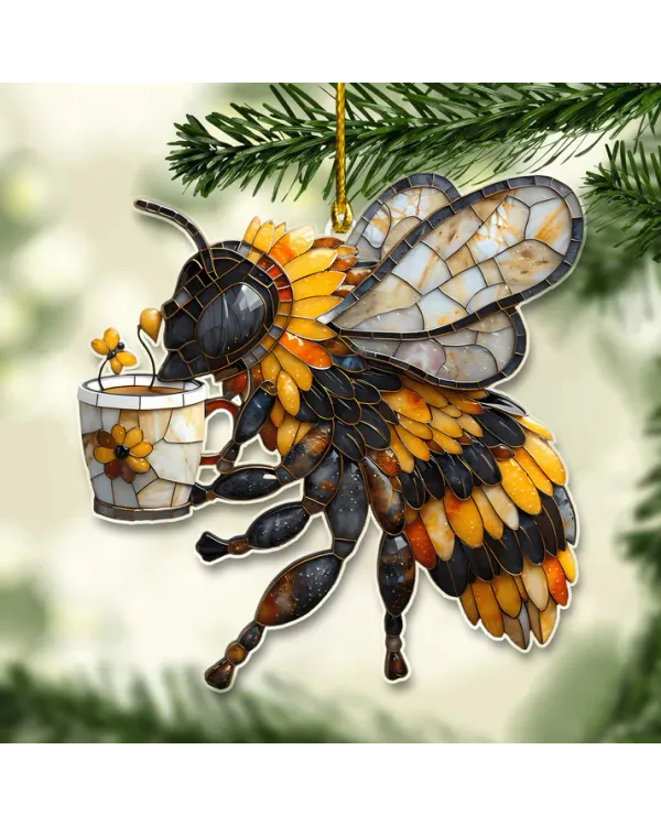 Bee Bring Coffee Acrylic Ornament - Gift For Christmas , Ornament Decor