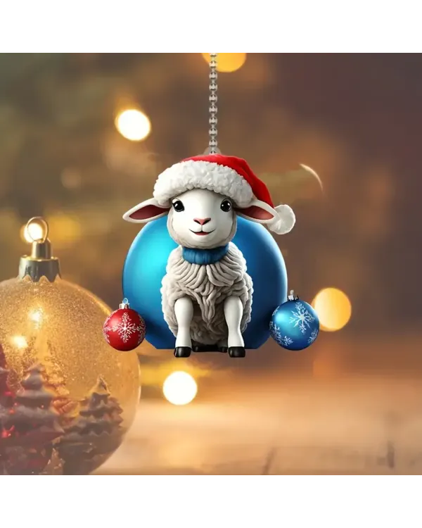 Sheep Christmas Arcylic Ornament - Gift For Farm , Ornament Decor