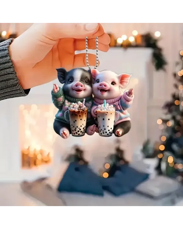 Adorable Diving Pig Hanging Ornament - Holiday Gift And Christmas Tree Ornament, Birthday Gift