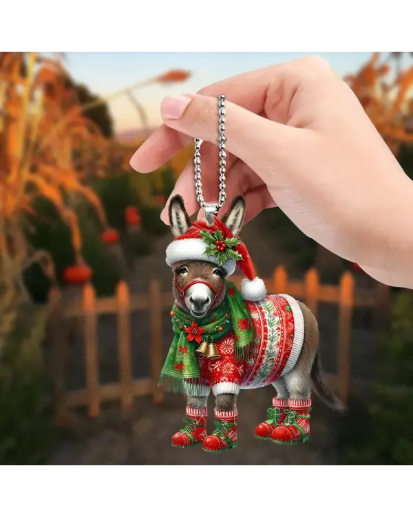 Christmas Donkey Arcylic Ornament - Gift For Farm , Ornament Decor