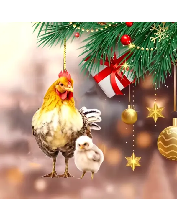 Chicken and Chick Arcylic Ornament - Gift For Farm , Ornament Decor