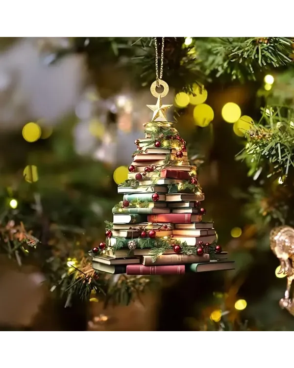 Classic Bookshelf Christmas Tree Ornament- Gift For Christmas , Ornament Decor