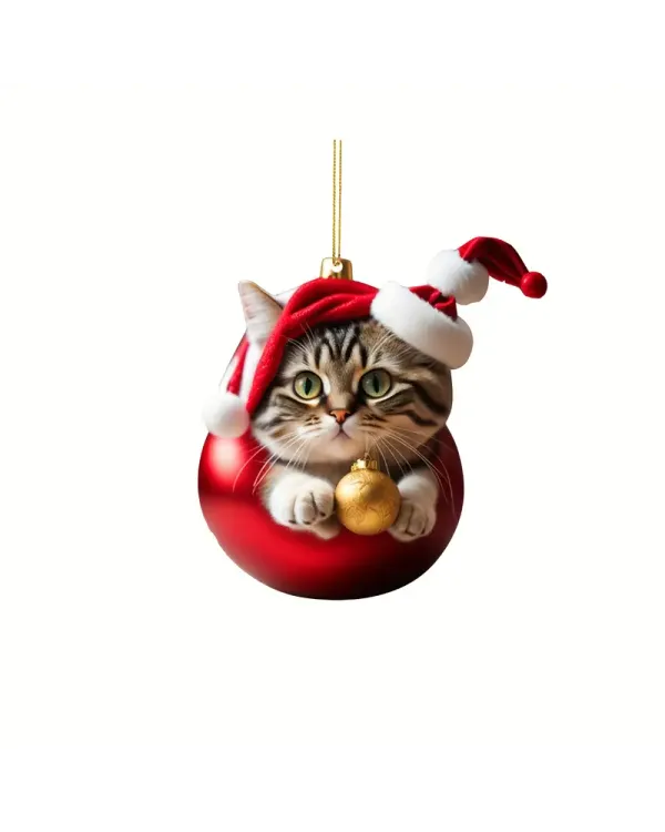 Christmas Ball Cat Arcylic Ornament - Gift For Christmas , Ornament Decor