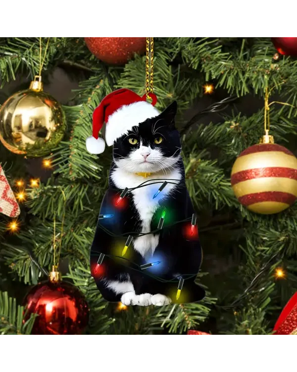 Christmas Black Cat Arcylic Ornament - Gift For Christmas , Ornament Decor