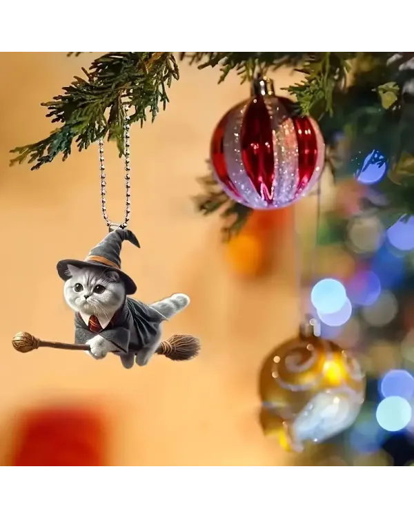 Magic Flying Cat  Arcylic Ornament - Gift For Christmas , Ornament Decor