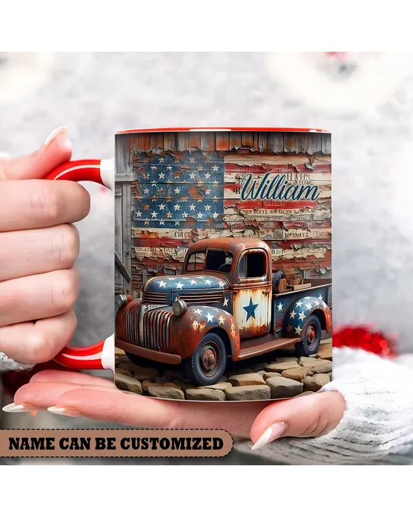 American Independence Day Truck Personalized Accent Mug