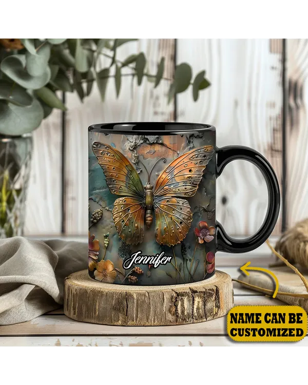 Beautiful Butterfly Flower Vintage Personalized Accent Mug