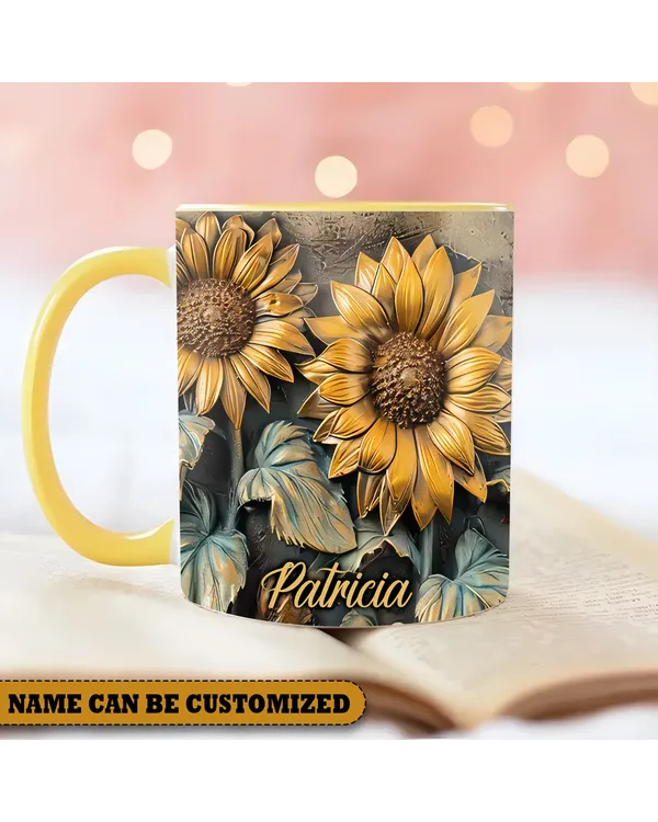 Sunflower Vintage 2 Personalized Accent Mug