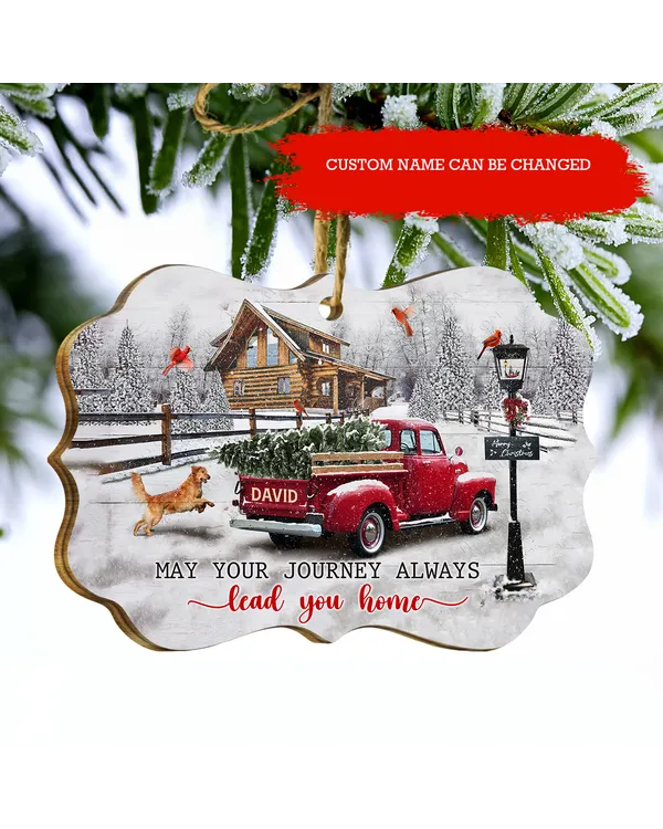 Personalized Christmas Red Truck Wooden Ornament - Christmas Decor , Gift For Farm