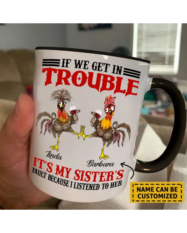 Personalized Chicken Trouble Accent Mug