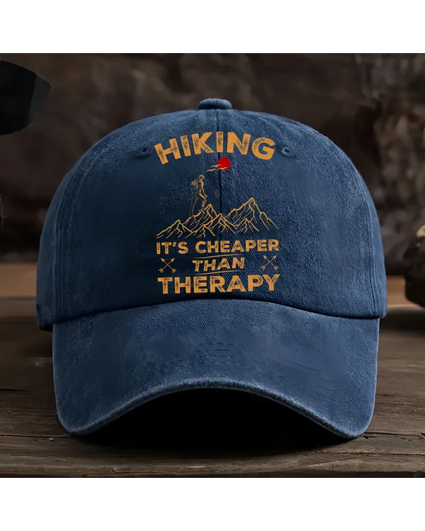 Hiking It's Cheaper Than Therapy Baseball Cap - Hiking, Camping, Backpacking