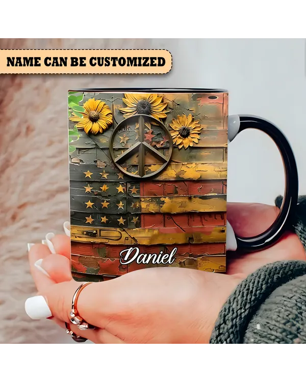 Hippie Independence Personalized Accent Mug